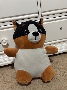 Plush Dog Stuffed Animal - Brown, Black & White